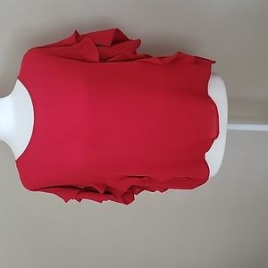 Red silk ruffle sleeve express top